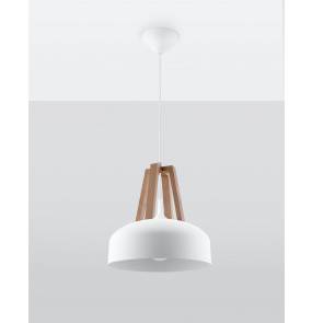 Lampa wisząca CASCO SL.0388 biała/naturalne drewno Sollux Lighting
