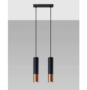 Lampa wisząca LOOPEZ 2 SL.0947 czarno-miedziana Sollux Lighting