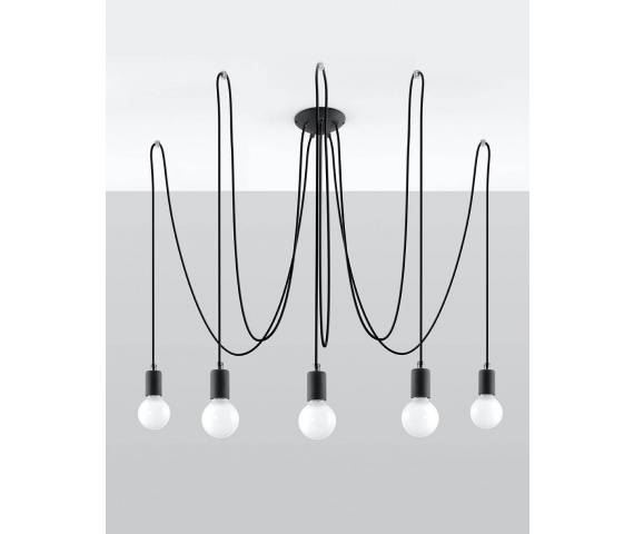 Lampa wisząca EDISON 5 SL.0371 oprawa w kolorze czarnym Sollux Lighting