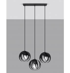 Lampa wisząca TULOS 3L SL.1089 Sollux Lighting nowoczesna lampa w kolorze czarnym
