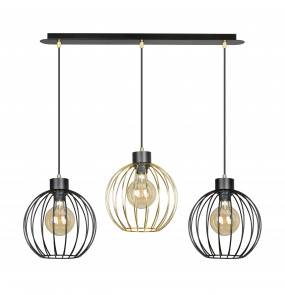 Lampa wisząca PINETA 3 BLACK/GOLD 559/3 Emibig dekoracyjna oprawa w kolorze czarnym