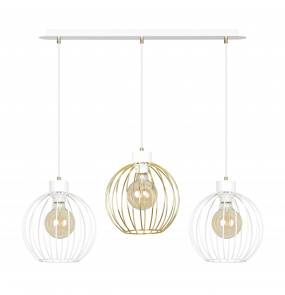 Lampa wisząca PINETA 3 WHITE/GOLD 560/3 Emibig dekoracyjna oprawa w kolorze białym