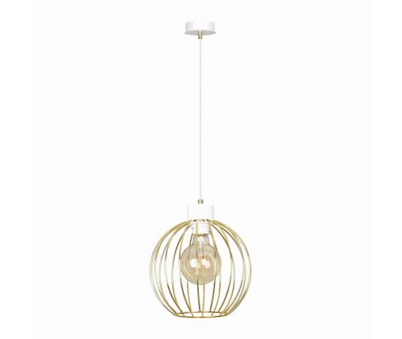 Lampa wisząca PINETA 1 WHITE/GOLD 560/1B Emibig dekoracyjna oprawa w kolorze złotym
