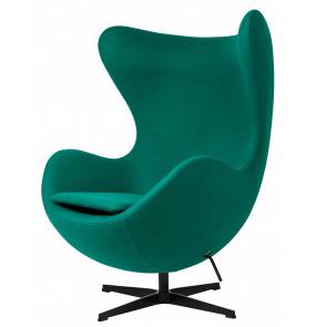 Fotel EGG CLASSIC BLACK szmaragdowy zielony.41 - wełna, podstawa czarna