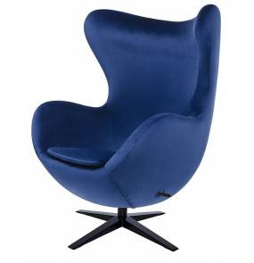 Fotel EGG SZEROKI VELVET BLACK ciemny niebieski.49 - welur, podstawa czarna