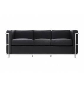 Sofa trzyosobowa SOFT LC2 czarna - włoska skóra naturalna, metal