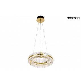 MOOSEE lampa wisząca SATURNUS 47 DUO złota - LED, kryształ, stal szczotkowana