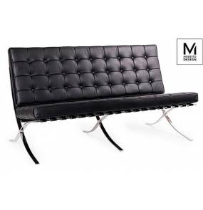 MODESTO sofa dwuosobowa BARCELON czarna - ekoskóra, stal polerowana