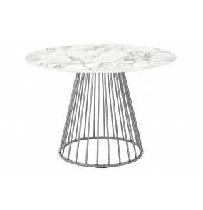 Stół GLAM MARBLE 110 - MDF, chromowana podstawa