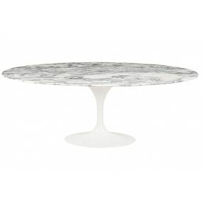 Stół TULIP ELLIPSE MARBLE ARABESCATO  - biały - blat owalny marmurowy, metal