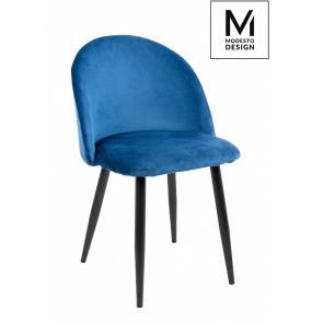 MODESTO krzesło NICOLE ciemny niebieski - welur, metal