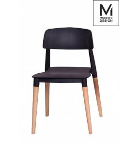 MODESTO krzesło ECCO czarne - polipropylen, podstawa bukowa