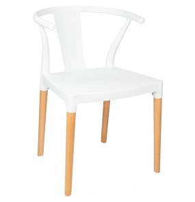 Krzesło WISHBONE PP białe - polipropylen, drewno KING HOME