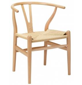 Krzesło WISHBONE natural - drewno bukowe, naturalne włókno KING HOME