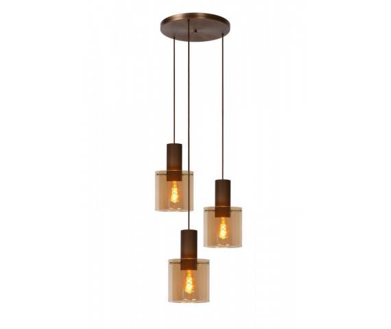 Lampa wisząca TOLEDO 74405/13/62 w kolorze miedzianym z elementami szkła i aluminium LUCIDE