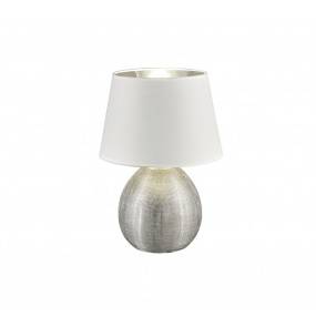Lampa stołowa LUXOR R50631089 oprawa w kolorze srebrnym z białym abażurem RL