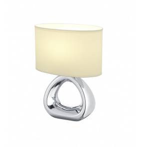 Lampa stołowa GIZEH R50841089 oprawa w kolorze srebrnym z białym abażurem RL