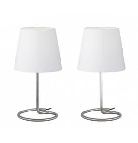 Zestaw lamp stołowych TWIN R50272001 oprawa w kolorze srebrnym z białym abażurem RL