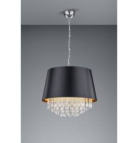 Lampa wisząca LORELEY 309300302 oprawa w kolorze srebrnym z czarnym abażurem TRIO