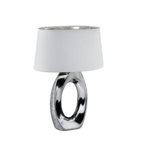 Lampa stołowa TABA R50521089 oprawa w kolorze srebrnym z białym abażurem RL