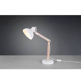 Lampa biurkowa KIMI 508300131 oprawa w kolorze białym  drewnianym elementem TRIO