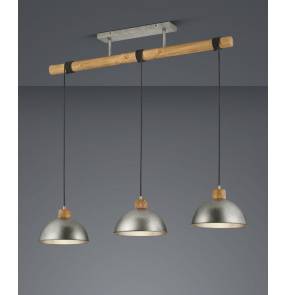 Lampa wisząca DELHI 303400367 oprawa w kolorze srebrnym z drewnianym elementem TRIO