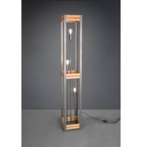 Lampa podłogowa KHAN 405500367 oprawa metalowa z elementami z drewna TRIO