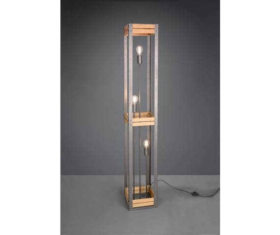 Lampa podłogowa KHAN 405500367 oprawa metalowa z elementami z drewna TRIO