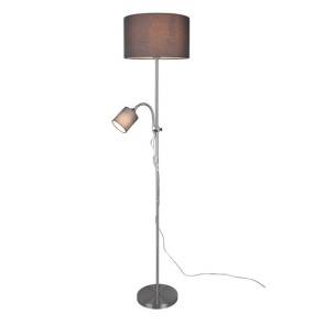 Lampa podłogowa OWEN R40192007 oprawa w kolorze srebrnym z szarym abażurem RL