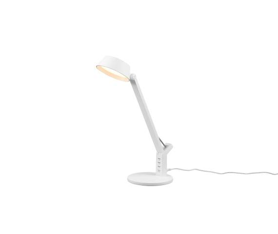 Lampa biurkowa biała AVA 523090131 TRIO ze złączem USB funkcją ładowania 