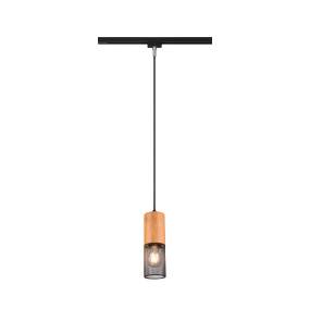 Lampa wisząca na szynoprzewód DUOLINE 73430132 oprawa w kolorze czerni i drewnaTRIO