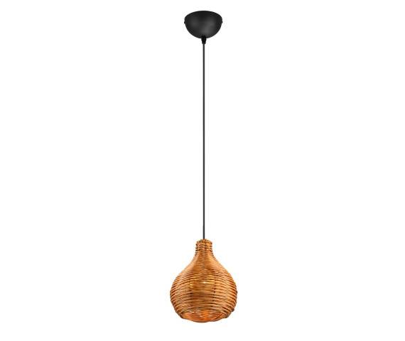 Lampa wisząca SPROUT R31291036 oprawa w kolorze czarnym z rattanowym kloszem RL