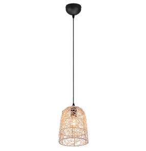 Lampa wisząca LOVIS R31141036 oprawa w kolorze czarnym z rattanowym kloszem RL