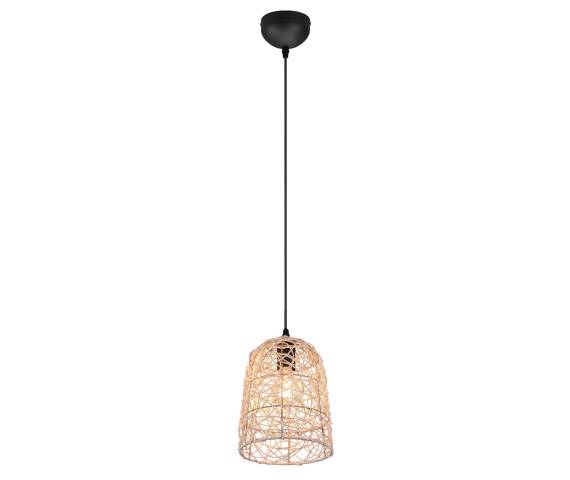 Lampa wisząca LOVIS R31141036 oprawa w kolorze czarnym z rattanowym kloszem RL