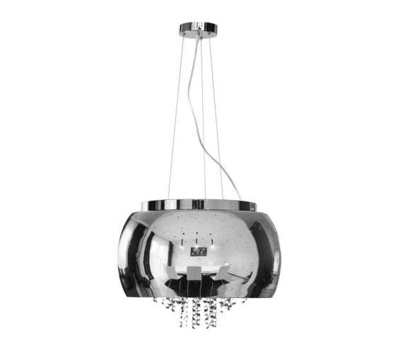 Lampa wisząca 40cm szklana srebrny z prześwitami drobne korale DL