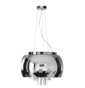 Lampa wisząca szklana 50 cm CH084 srebrna drobne korale DL