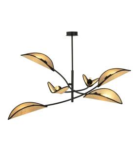 Lampa wisząca LOTUS 6 BLACK/RATTAN 1108/6 czarna Emibig