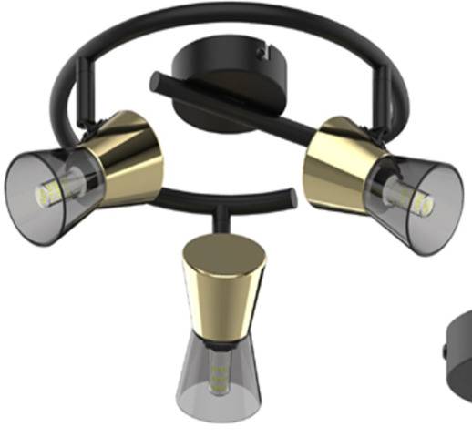 Lampa sufitowa CENTO TK220532-3RBG oprawa w kolorze czarnym z elementami złota ZUMA LINE