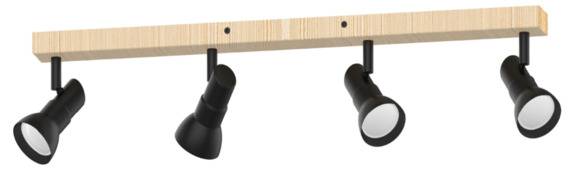 Lampa sufitowa TRIEST JP01A-SP-04AS-BWD.373 oprawa w kolorze czerni i drewna ZUMA LINE
