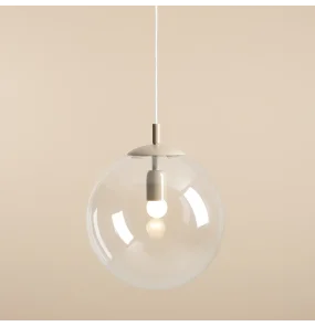 Lampa wisząca GLOBE BEIGE 562G17 Aldex oprawa szklana z wykończeniem w kolorze beżowym