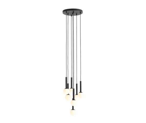 Lampa wisząca RIU 7 RING ALL BLACK 1117T1 oprawa w kolorze czarnym ALDEX