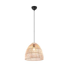 Lampa wisząca RIKE R31131036 oprawa w kolorze czarnym z rattanowym abażurem RL