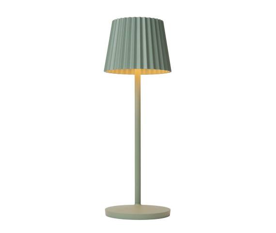 Zewnętrzna lampa stołowa z akumulatorem JUSTINE 27889/02/33 oprawa w kolorze zielonym LUCIDE