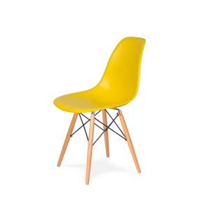 Krzesło DSW WOOD słoneczny żółty.09 - podstawa drewniana bukowa  KING HOME
