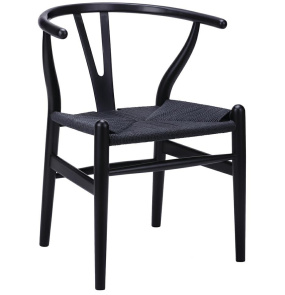 Krzesło WISHBONE czarne - drewno bukowe, czarne włókno King Home