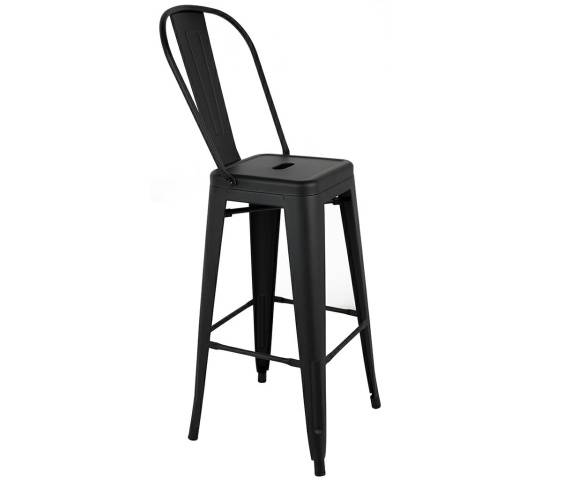 Krzesło barowe TOWER BIG BACK 66 (Paris) czarne
