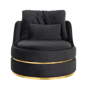RICHMOND fotel obrotowy KYLIE ANTRACIET VELVET czarny, podstawa złota