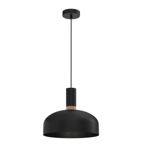 Lampa wisząca MALMO MLP8381 oprawa w kolorze czerni z elementami drewna MILAGRO