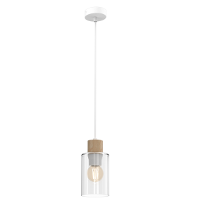 Lampa wisząca MADERA MLP8554 oprawa w kolorze białym z elementami drewna MILAGRO