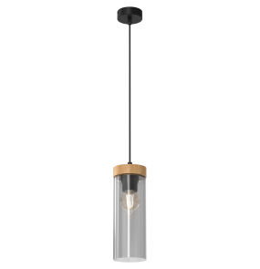Lampa wisząca ELICA MLP8664 oprawa w kolorze czarnym z elementami drewna MILAGRO